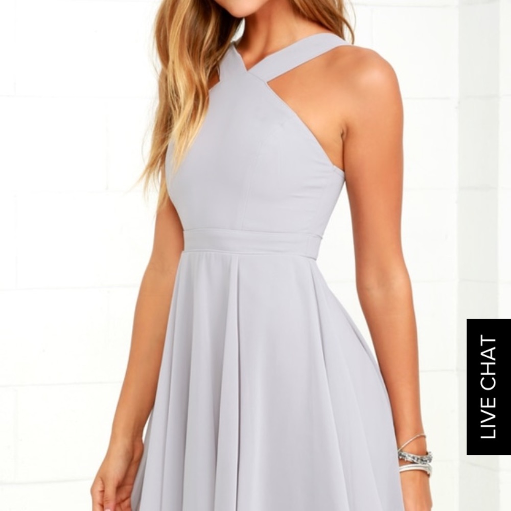 Lulu's Forevermore Gray Skater Dress